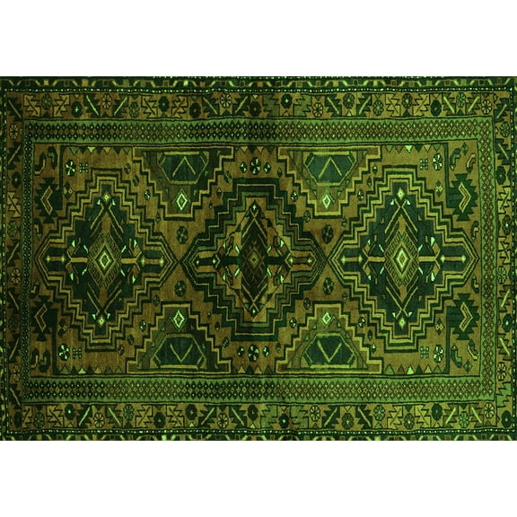 Ahgly Company Indoor Rectangle Persian Green Traditional Area Rugs, 5' x 7'