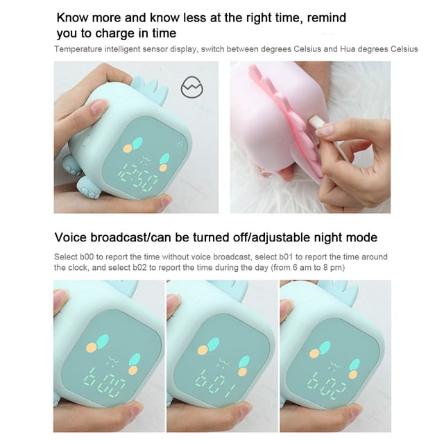 Reloj despertador para niños, bonito reloj despertador digital con forma de dinosaurio para niños, reloj de noche, entrenador de sueño para niños, luz de despertador y luz de noche