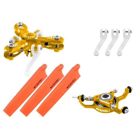 Microheli CNC Triple Orange Blades Conversion set (GOLD) - BLADE MCPXBL / BL2