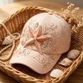 thumbnail image 2 of LOWLHOME Baseball Cap Morning Wear Baseball Cap,3D Ocean Creatures Embroidery Cap, Adjustable Cotton Baseball Cap, Raised Embroidered Sea Animal Hat for Beach Travel,Pink (Starfish), 2 of 6