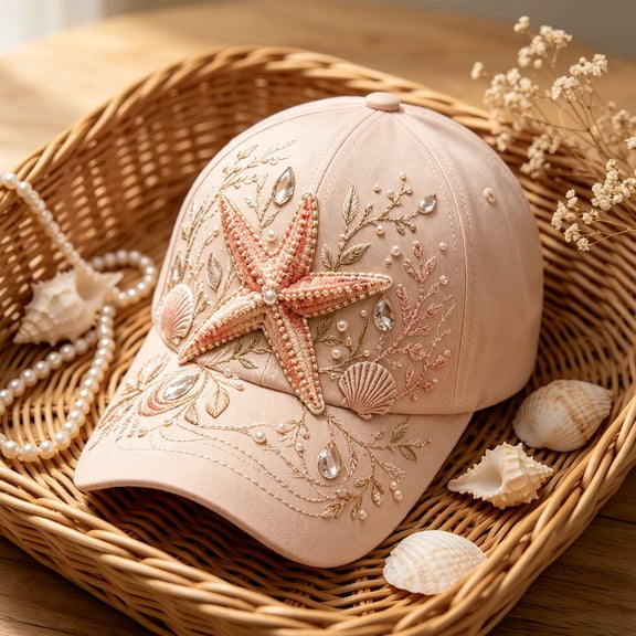 Yardvibe Garden Morning Cap, 4.7"x7.1" Adjustable Marine Animal Print Baseball Cap for Women, Lightweight Breathable Casual Sun Hat, Gift for Ocean Animals Lovers (D)