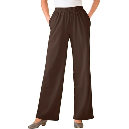 Woman Within Plus Size Tall 7-day Knit Wide Leg (Best Pants For Tall Women)