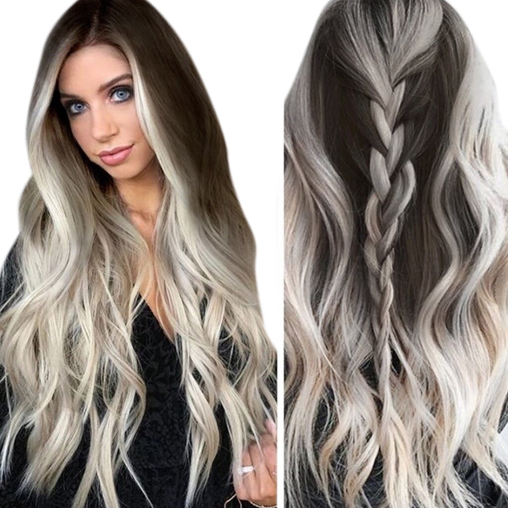 UTOURS Brazilian Virgin Hair Full Lace Cap Band Human Hair Wigs For Black Women Fashion Womens Synthetic Wig Grey Long Wavy F