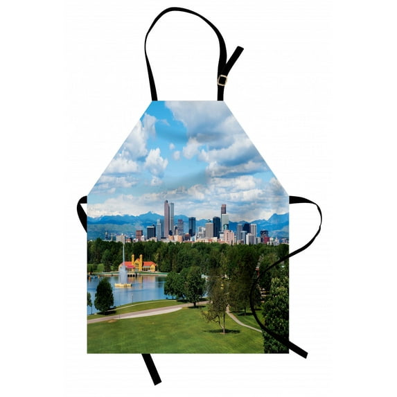 Ambesonne Apron Unisex Kitchen Bib with Adjustable Neck for Cooking Gardening