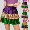 thumbnail image 6 of vigerkar Mardi Gras Skirt Sparkly Carnival Costume Skirts Festival Party Dance Skirts for Women (Green, L), 6 of 9