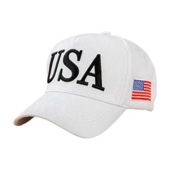 JWZZYD USA Embroidered Patriotic Baseball Cap, American Flag Patch Adjustable Dad Hat,Casual Sun Protection Headwear for Men Women, 4th of July Independence Day Daily Fashion Accessory(White, 1 Pack)