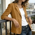 thumbnail image 4 of FAHUOMU Women's Blazer Tops Long Sleeve Collared Cotton Linen Summer Jackets Solid Color Lightweight Breathable Casual Outwear, 4 of 9
