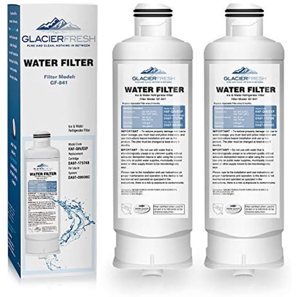 GLACIER FRESH DA97-17376B Water Filter for Samsung Refrigerator, Compatible with DA97-08006C,RF23M8070SG, RF23M8070SR, RF23M8090SG, HAF-QIN(2 Packs)