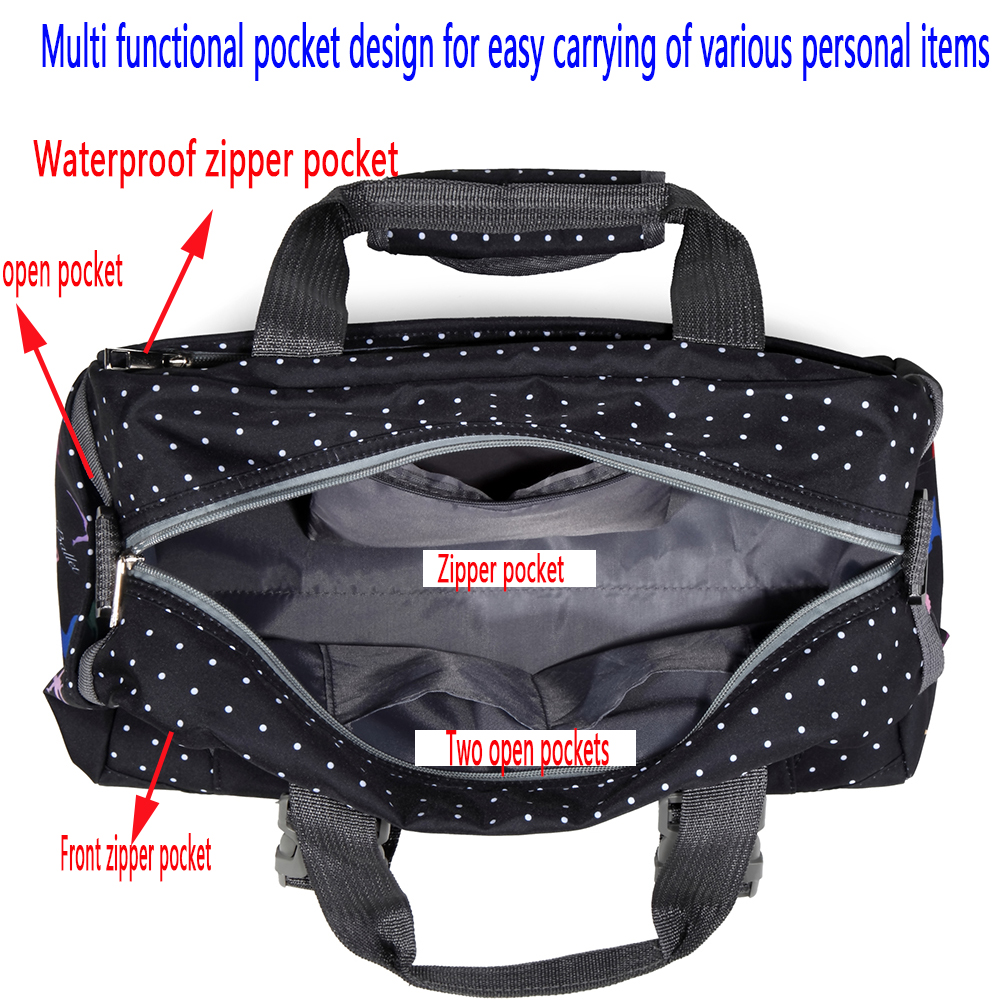 Ballet Sports Duffel Bag with Wet Pocket,Black Gym Bag for Women,Girls,Teens  17x9X9.8in