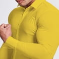 thumbnail image 5 of Breezora Men's Dress Shirt Muscle Fit Slim Fit Long Sleeve Casual Button Down for Sport Business and Everyday Wear XXXXL Size Yellow, 5 of 6