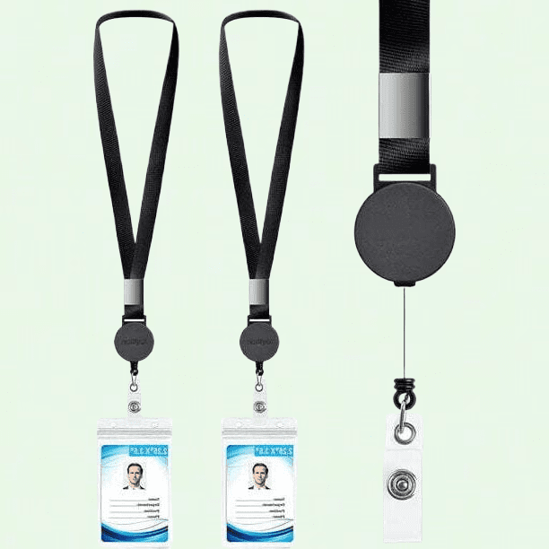 Vertical Badge Holder With Retractable Reel - 2 Side Load ID Card Holder