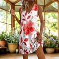 thumbnail image 2 of Womens Summer Short Dresses Plus Size V-Neck Sleeveless Floral Printed Boho Summer Casual Loose Tank Dress with Pockets Beach Vacation Outfits, 2 of 8