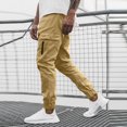 thumbnail image 4 of WTXUE Cargo Pants for Men, Tactical Pants Men, Men All Season Fit Pant Casual All Solid Color Zipper Pocket Trouser Overalls Beach Pockets Pant, Beige L, 4 of 8