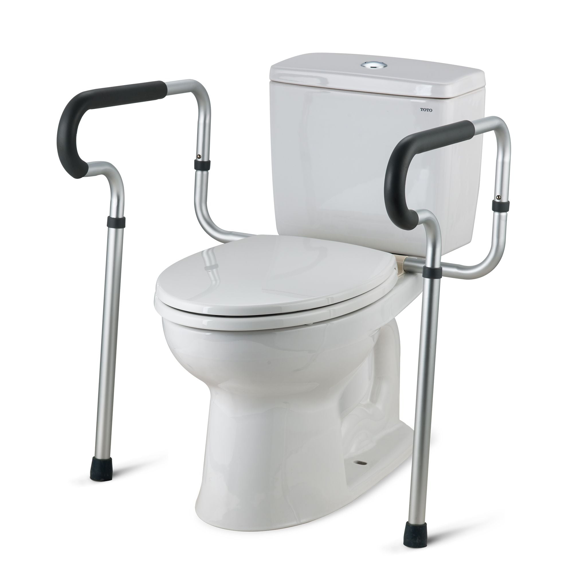 Toilet Safety Rail with Adjustable Height for Bathroom Safety Toilet Assist Safety Frame for Toilet Easy Installation Bathroom Toilet Handrail Grab Bar for Elderly Handicapped US Delivery