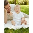 thumbnail image 3 of BemeyourBBs Newborn Baby Girl Summer Clothes Knit One Piece Romper Outfits Infant Crew Neck Short Sleeve Snap Button Knit Jumpsuit, 3 of 9