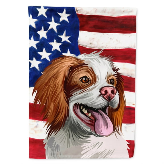 Carolines Treasures CK6529GF French Brittany Dog American Garden Size outdoor-flags, Multicolor