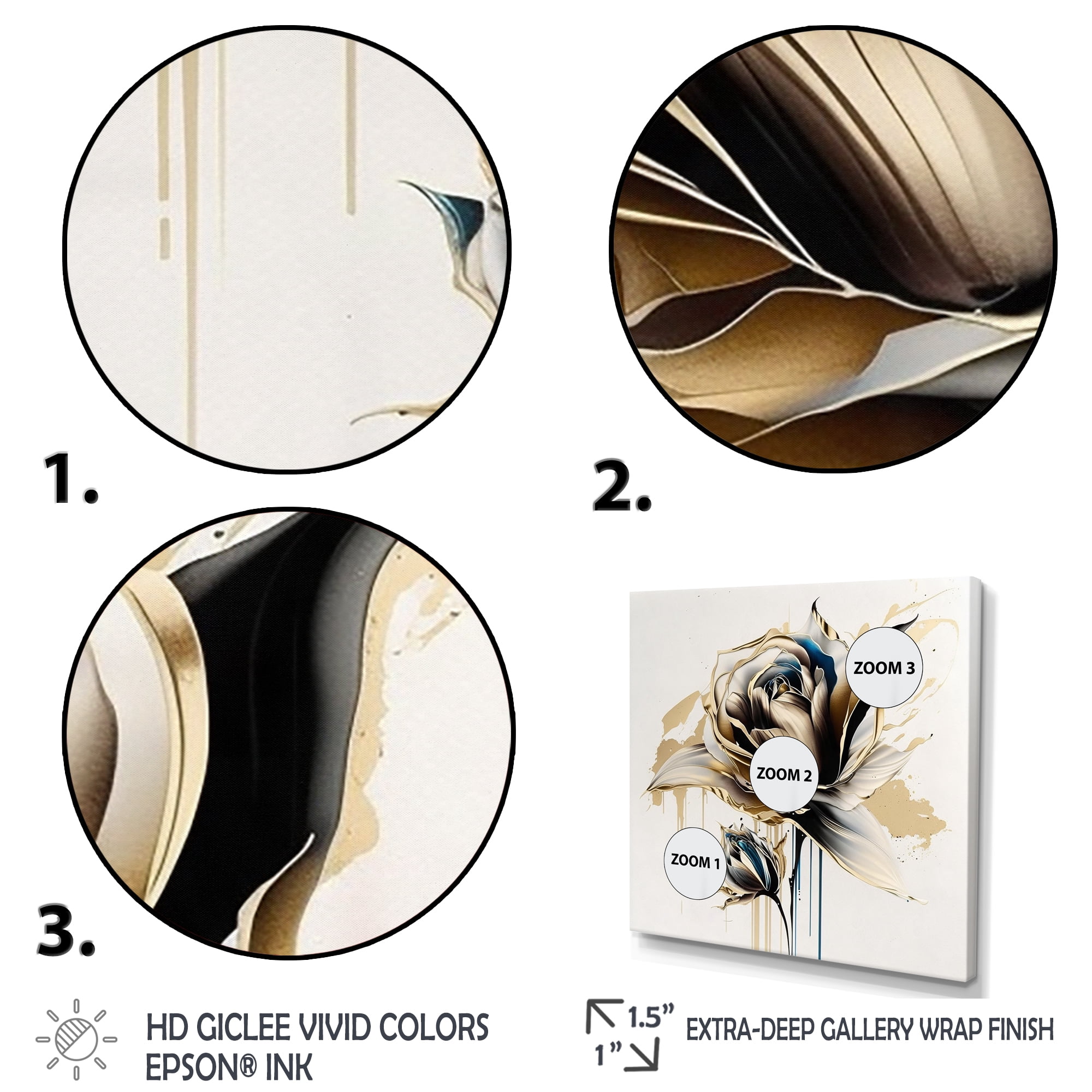 Designart Roses Flow Flower On Golden Beige Paint II Canvas Wall Art