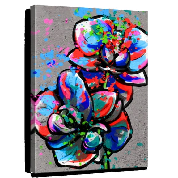 Elephant Stock Abstract Orchid Wall Art - Vertical Canvas Wall Art - Living Room Wall Decor - Floral And Botanical Canvas - Gray And Black Decor - 8" x 12"