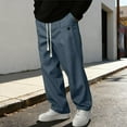 thumbnail image 3 of qucoqpe Wide Leg Pants for Men Drawstring Waist Casual Dress Pants Baggy Versatile Pleated Straight Leg Work Trousers, 3 of 7