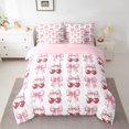 thumbnail image 2 of Homewish Kawaii Sweet Cherries 7-Piece Twin Bedding Sets,Girl Bowknot Ribbon Bedding Comforter Set,Pink White Red Sheet Sets For Girl Teens,Super Cozy Room Decor Reversible, 2 of 8