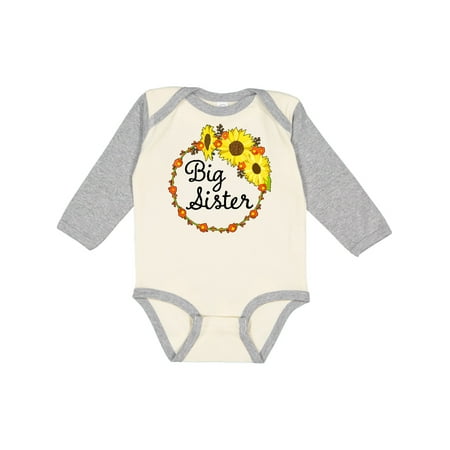 

Inktastic Big Sister Sunflower Wreath Gift Baby Boy or Baby Girl Long Sleeve Bodysuit