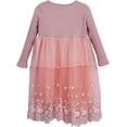 thumbnail image 2 of ContiKids Little Girls Long Sleeve Flower Lace Knitted A-line Tulle Tutu Pink Dress 3-4 Years, 2 of 3