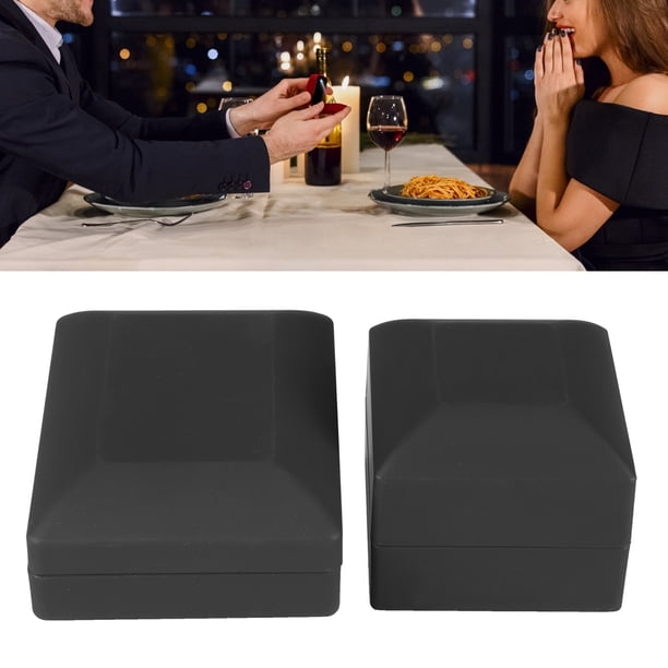 Caja De Joyería LED, Lujosa Vitrina De Luz LED De Tamaño Mini, Elegante Caja De Anillo No Tóxica, Aniversario Para Propuesta De Bodas De Compromiso