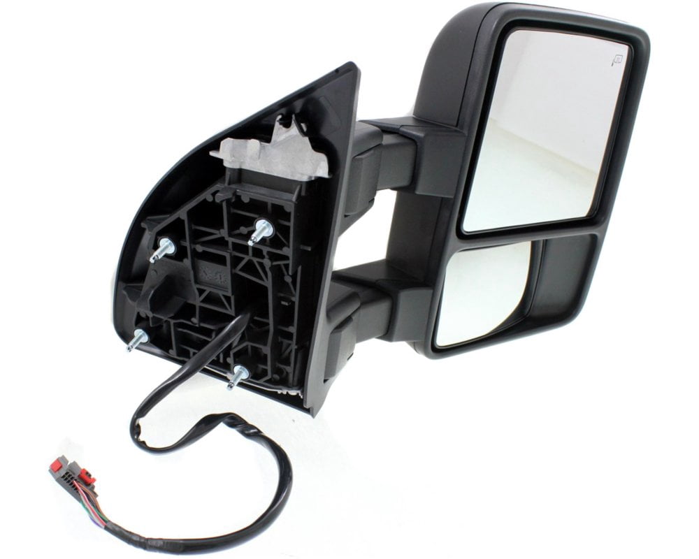 Kool Vue Towing Mirror Compatible With 2008-2010 Ford F-250 Super Duty F-350 Right Passenger Side Heated w/ Blind Spot Corner Glass In-housing Signal Light Textured Black