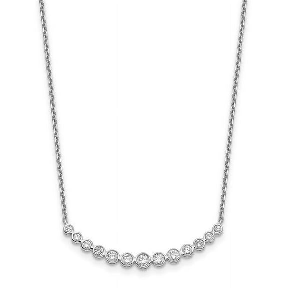 Primal Gold 14 Karat White Gold Diamond Curved Bar Necklace