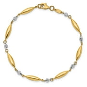 14k Gold Two-Tone Polished D/C Fancy Link Bracelet