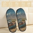 thumbnail image 2 of Fotbe Deserted Classic Car Landscape Pattern Women's Fuzzy Slippers Plush Slippers Fluffy Winter House Shoes Indoor and Outdoor-Large, 2 of 8