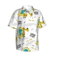 thumbnail image 3 of Xecao Dinosaur on Excavator print Hawaiian shirt - a stylish short-sleeve button-down for men, perfect for casual beach and tropical outings., 3 of 9