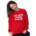 thumbnail image 4 of I'm With Stupid Best Friend BFF Goals Unisex Plus Fleece Graphic Sweatshirt Brisco Brands 3X, 4 of 5