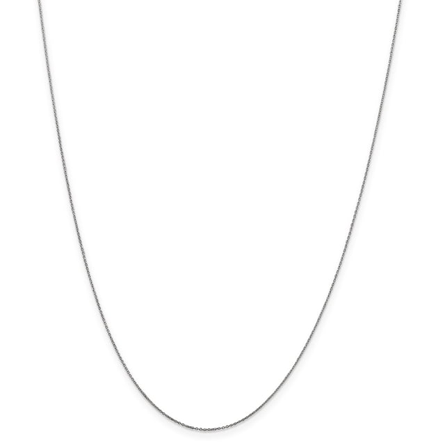14K White Gold .6mm Solid Diamond Cut Cable Chain 18 Inch