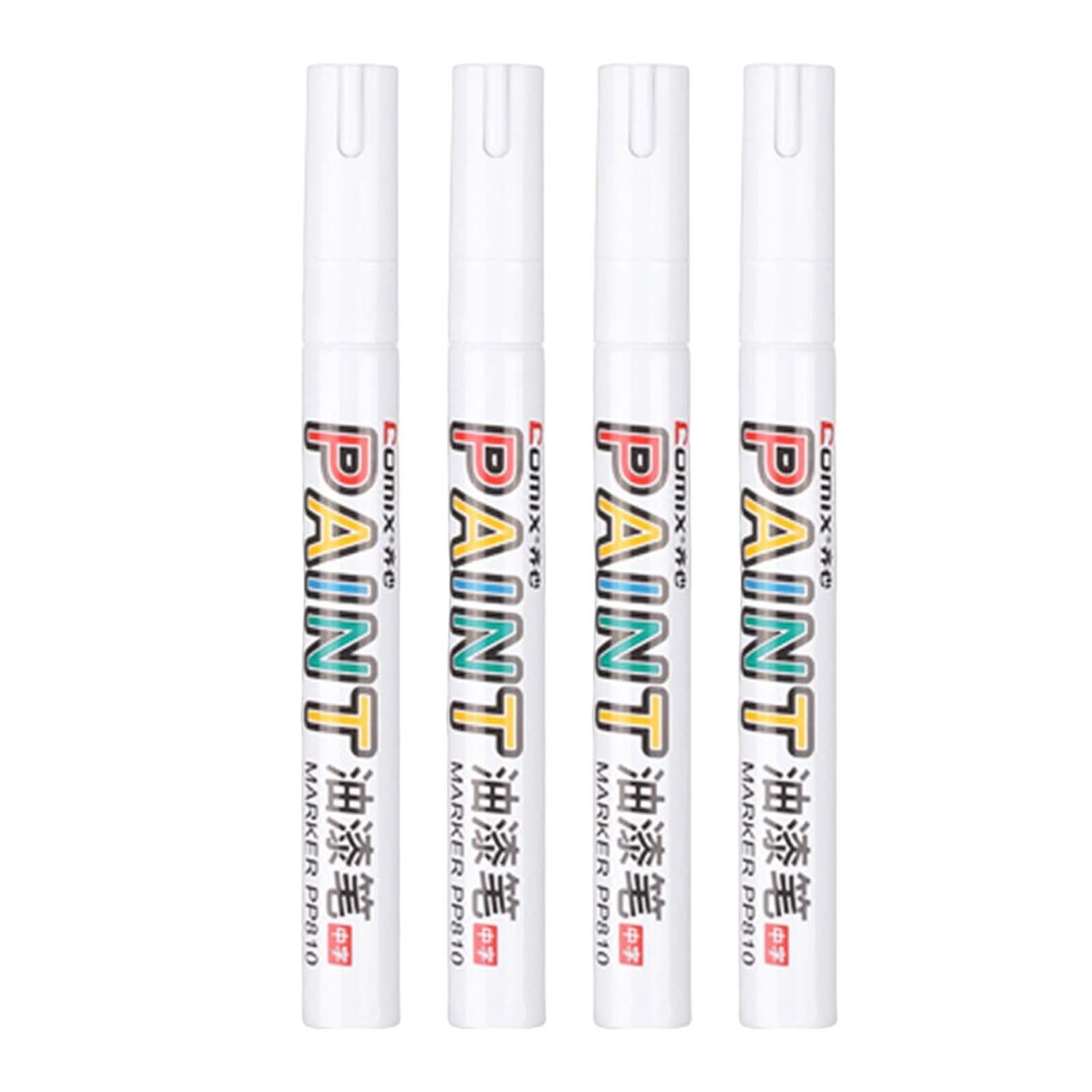 Permanent Paint Markers Pens, White Oil Based Paint Pens, Medium Tip, Quick Drying and Waterproof Marker Pen for Metal, Rock, Wood, Fabric,Mugs, Stone