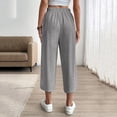 thumbnail image 6 of Hurxie Women's Linen Capri Pants Wide Leg with Drawstring Elastic Waist Casual Cropped Pant Gray,S, 6 of 7