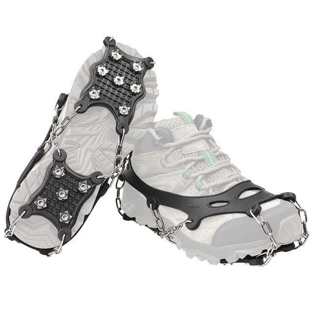 Cubrezapatillas antideslizantes Crampones de 12 dientes, tacos de tracción para hielo, empuñaduras a CACAGOO Cubrezapatillas antideslizantes