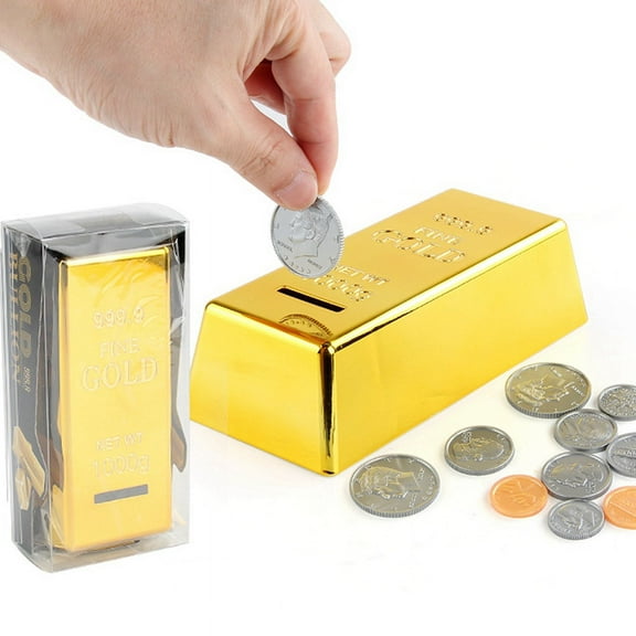 Piggy Bank Money Box Plastic Bank Gold Bar Brick Money Box Case for Birthday Gifts Home PVC 3711