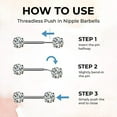 thumbnail image 6 of 14 Karat Solid Gold Nipple Ring Barbell 14 Gauge  Threadless Fan CZ, 6 of 6