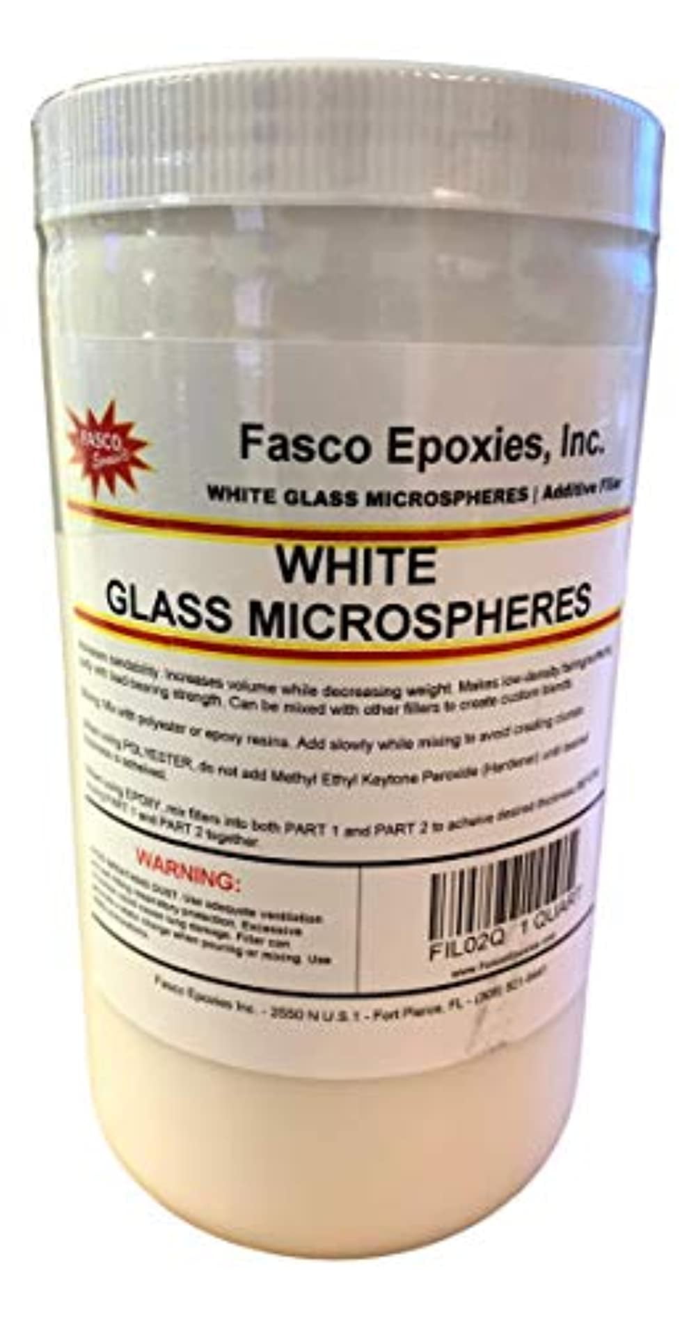 White Glass Microspheres - Filler for Epoxy and Polyester Resin - Quart Tub