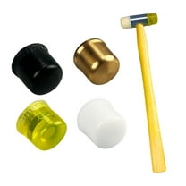 ARTESIA TOOL 10.5" 26.7 cm Multi-Head Hammer Interchangeable Brass, Rubber, Nylon, & PVC Heads Solid Wood Handle Ideal for Craft & Jewelry