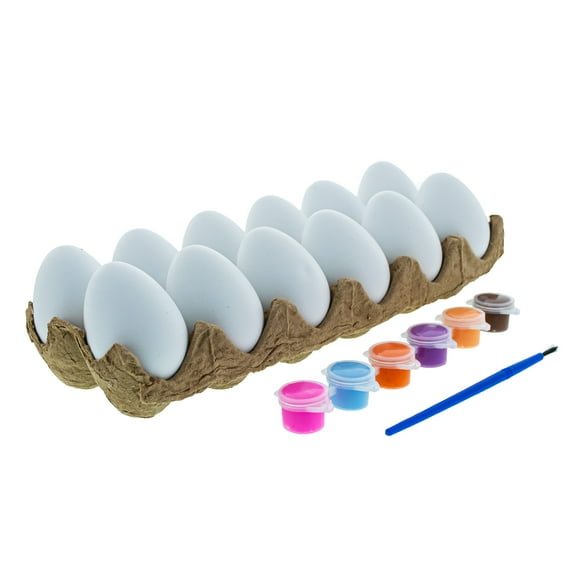 Easter Egg Painting Kit White Blank Plastic Eggs with Paints & Brush DIY Decorating