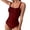 Wine, variant on Hontri Slimming Swimsuits for Women Clearance! Women's Solid Color Pleated Suspender Fashionable Swimsuit Black L
