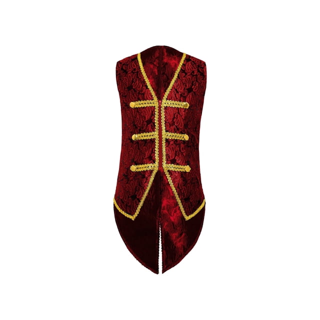 YiZYiF Garçons Vêtements Médiévaux Renaissance Queue-de-Pie à Col en V Gilet Steampunk pour Enfants Rouge 8