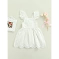 thumbnail image 2 of Qmyliery Toddler Girls Summer Dress, Lace Square-Neck Flying Sleeve One-Piece White And Pink, 2 of 9