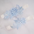 thumbnail image 4 of 2 ligas elásticas para piernas de novia con bordado vintage para fiestas, bodas y lencería de novia. Cielo azul, 4 of 9
