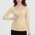 thumbnail image 2 of Women's Winter Thermal Long Sleeve Round Neck Solid Color Tank Top Camisole Base Layer, Warm Comfy Layering Piece for Cold Weather | CSEONE,Beige XL, 2 of 8