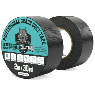 Duct Tape Heavy Duty, Black Waterproof Duct Tape Super Strong Tape, No Residue Duct Tapes, Tear by Hand Multi-Use Tape for Outdoor and Indoor, 2 Inches x 60 Yards Total, 2 Rolls
