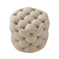 thumbnail image 3 of Inspired Home Sandy Linen Ottoman Allover Tufted Round Modern Contemporary 1 PC, Beige, 3 of 7
