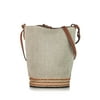 Women Pre-Owned Authenticated Loewe Raffia Bucket Bag Calf Leather Brown